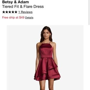 Betsy&Adam Burgundy Fit and Flare Tiered Homecoming Dress